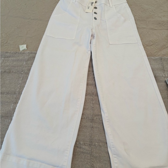 White Button-Fly Pants - Picture 3 of 6